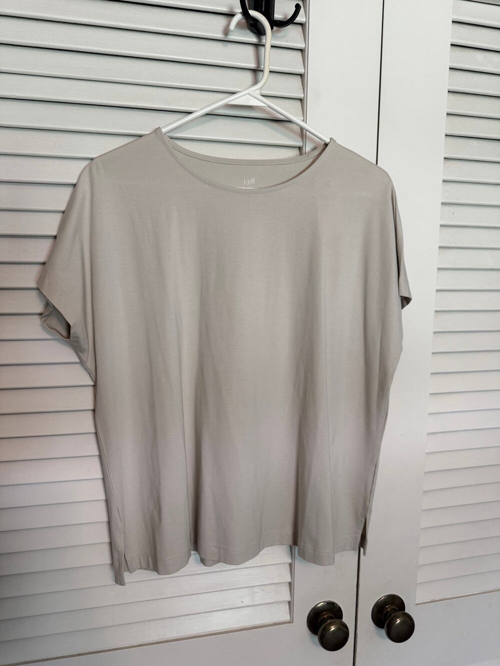 J.Jill Luxe Supima Relaxed Tee in Pebble Medium NWT